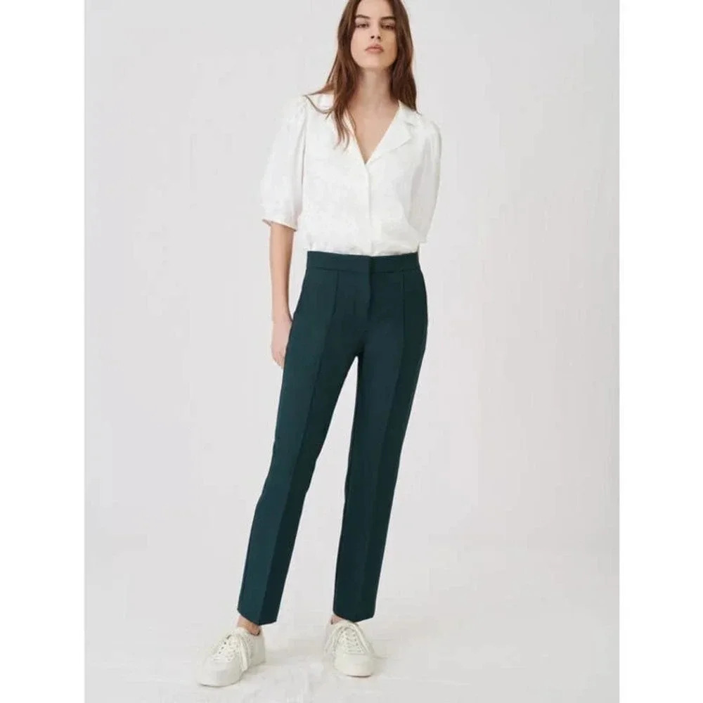 Vintage 90's Emerald Green Y2K Flowy Lightweight Straight Leg Trousers Pants